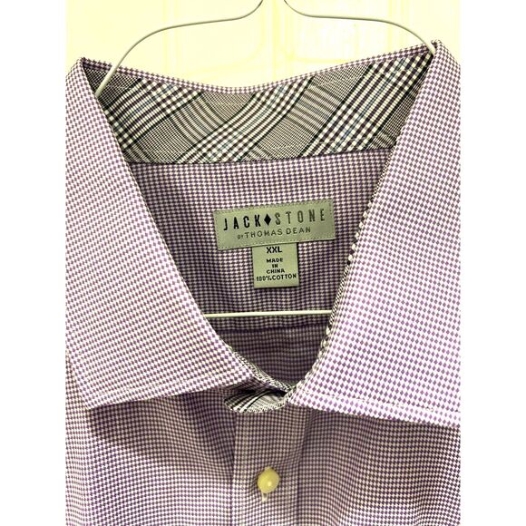 Jack Stone by Thomas Dean Lilac and White Checked Button Down Shirt - Size XXL - Picture 3 of 3